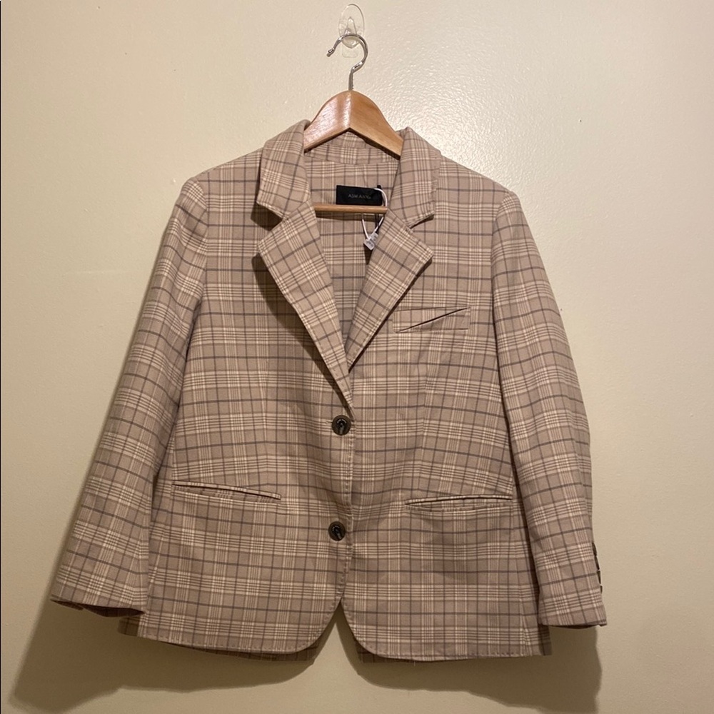 ASM ANNA Plaid Tan Women's Blazer. Size XSS . New